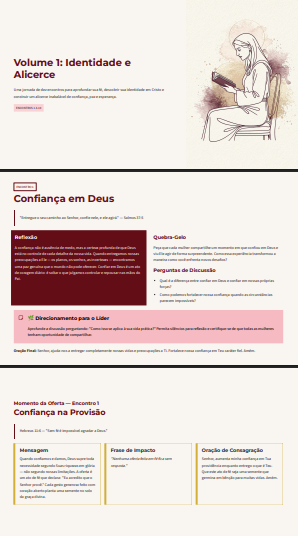 Modelo de encontro completo com abertura, dinâmica e reflexão